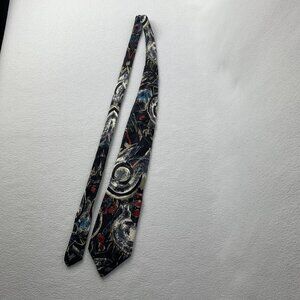 Screenplay By Martin Wong Silk Tie Made in the USA Black Multicolored Abstract
